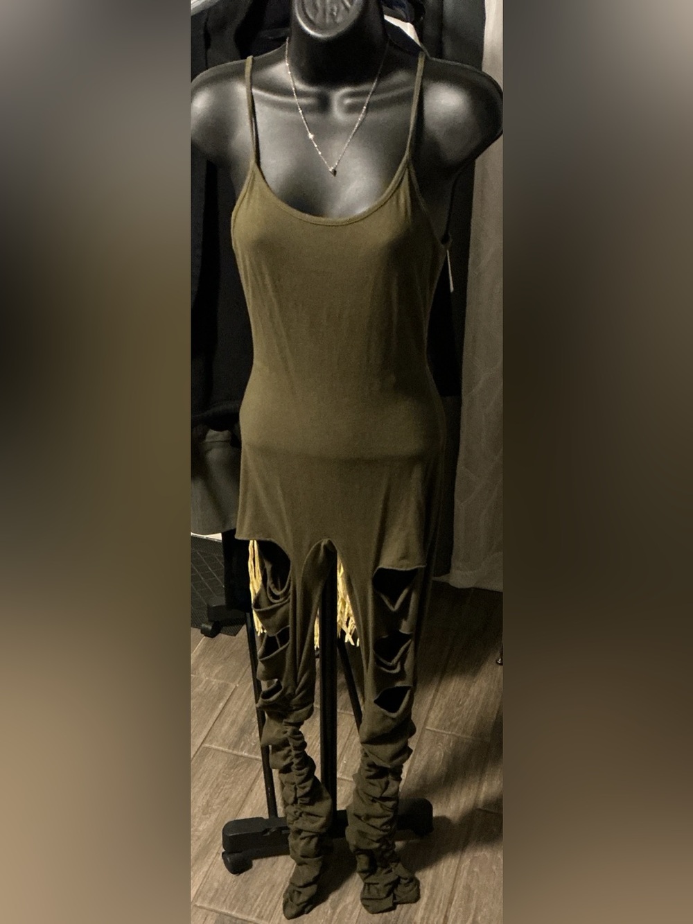 Fashion Nova Olive Green Cutout Jumpsuit Small